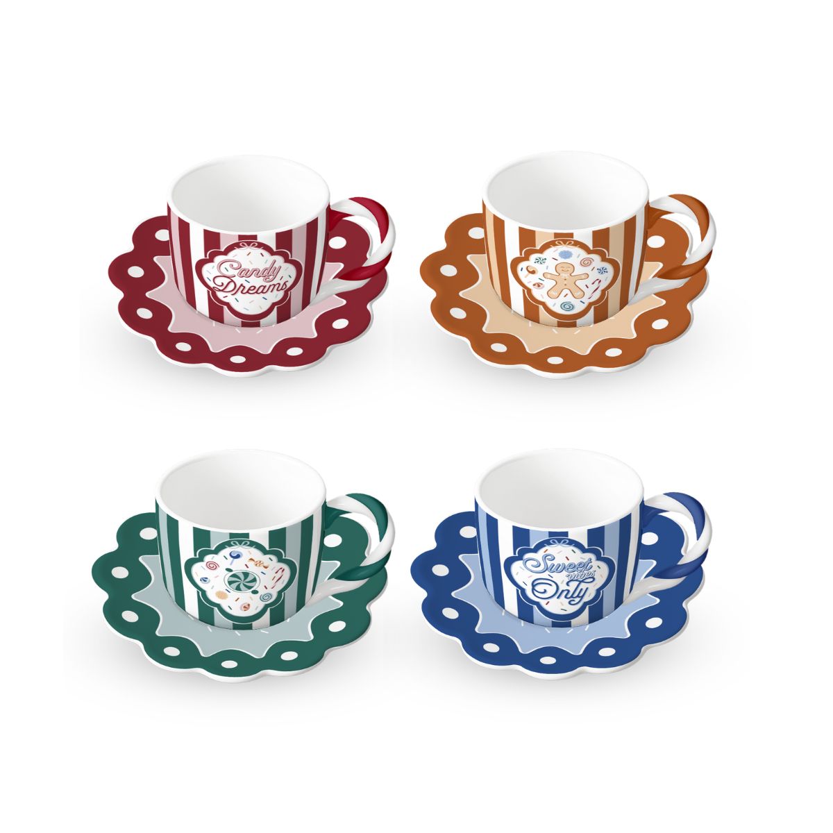 Bialetti Candyland Cups & saucers (set of 4)